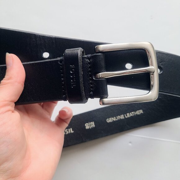 Fossil Black Genuine Leather Belt Men's 32 - Picture 1 of 6